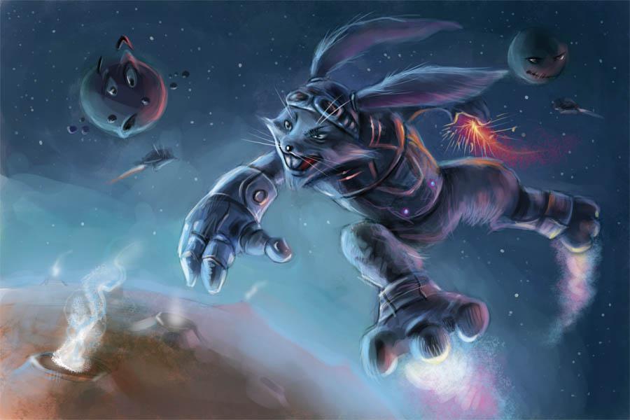 кролик в скафандре. первый космический заяц. космический заяц. кролик космонавт. первый космический заяц.